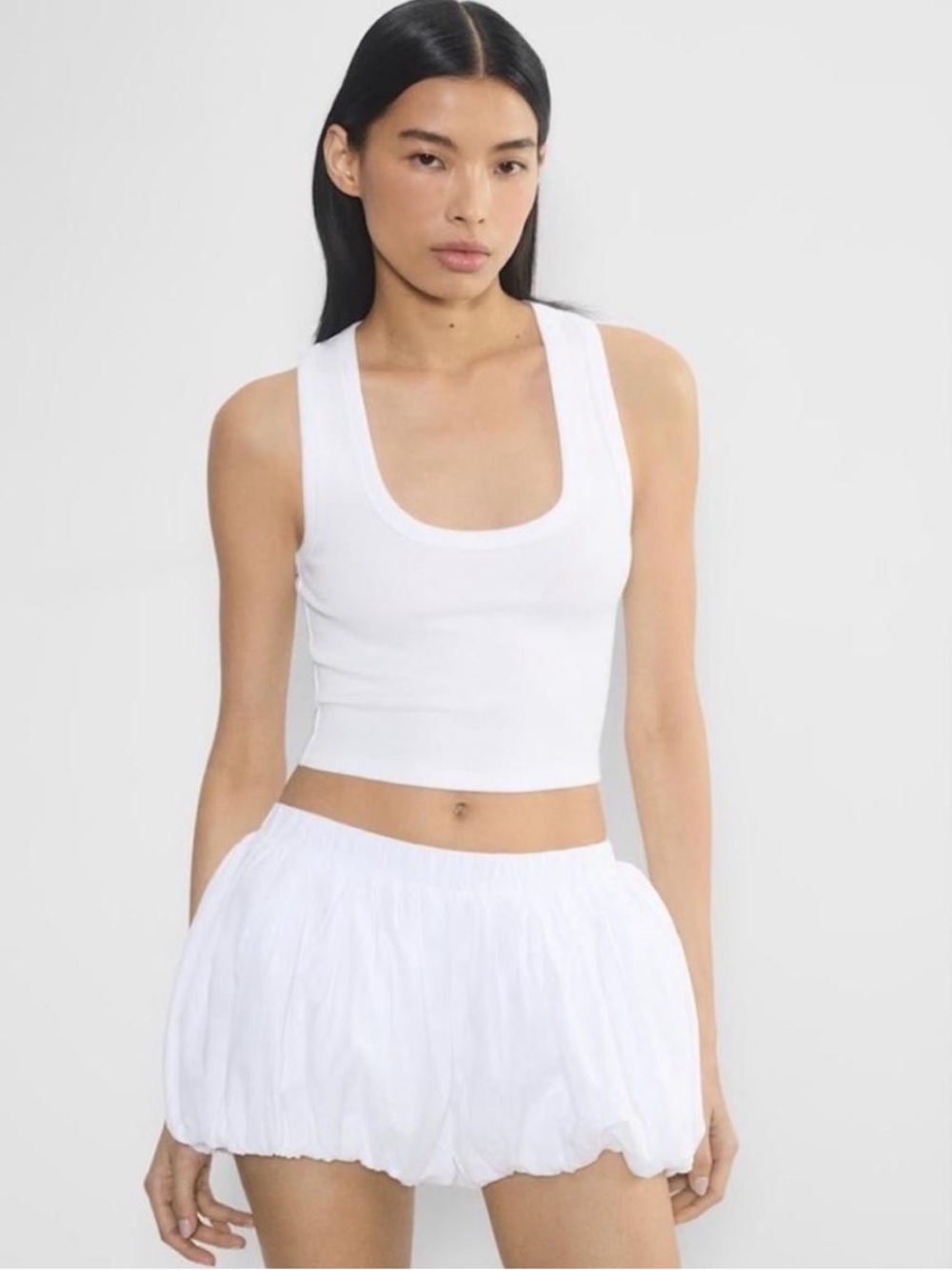 aritzia sunday best white mini bubble shorts